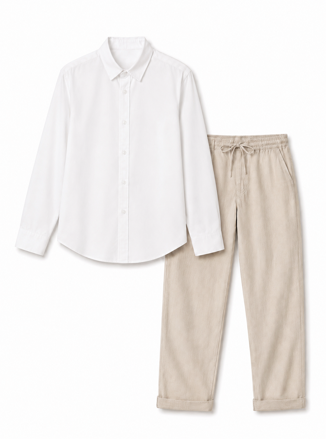 The Sahara Set — White Shirt & Beige Trouser