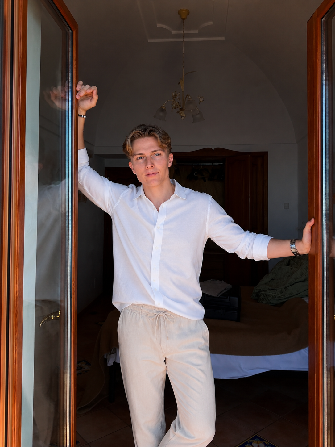The Sahara Set — White Shirt & Beige Trouser