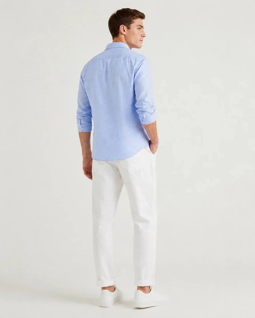 The Riviera Set — Sky Blue Shirt & White Trouser