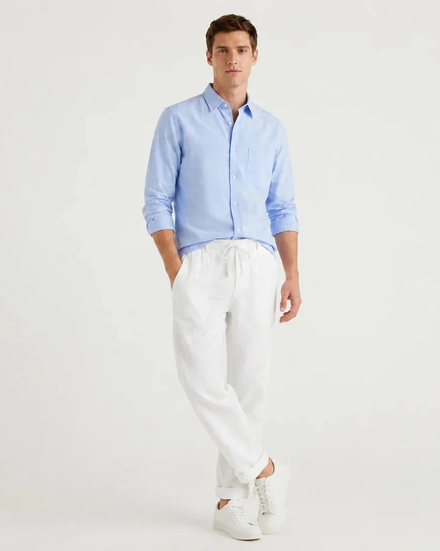 The Riviera Set — Sky Blue Shirt & White Trouser