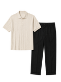 The Contrast Set — Ivory Knit Polo & Black Trouser
